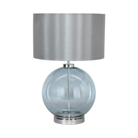 Metro Blue Glass Sphere Table Lamp, Nickel - thumbnail 1