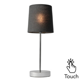 Mira Touch Table Lamp with Black Shade, Chrome