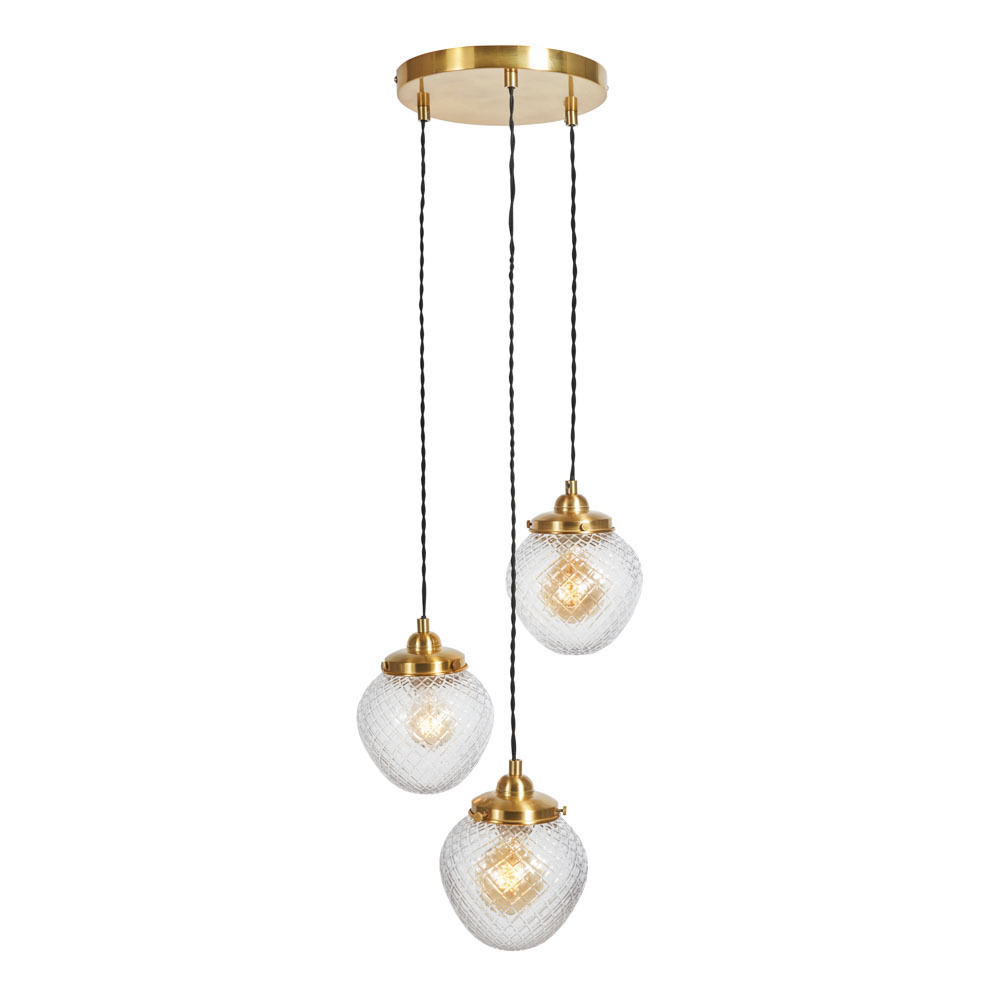 Betty Glass Shade Ceiling Cluster Pendant, Brass - image 1