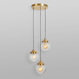 Betty Glass Shade Ceiling Cluster Pendant, Brass - thumbnail 3