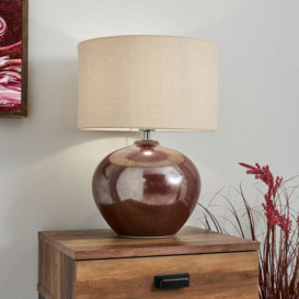 Joules Reactive Glaze Ceramic Table Lamp, Red - thumbnail 2