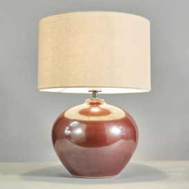 Joules Reactive Glaze Ceramic Table Lamp, Red - thumbnail 3