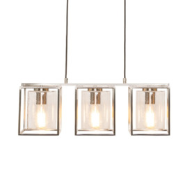 Hardy Cage Ceiling Pendant Bar with Bubble Glass Shades, Satin Nickel - thumbnail 1