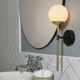 Sadie Bathroom Wall Light, Black and Brass - thumbnail 2