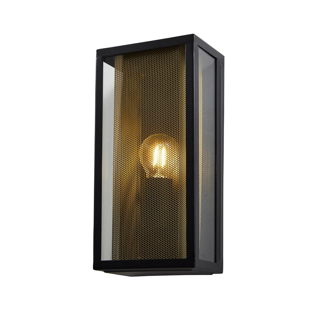 Marco Outdoor Box Light with Brass Mesh, Black - image 1