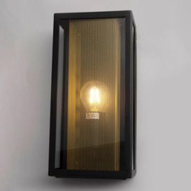 Marco Outdoor Box Light with Brass Mesh, Black - thumbnail 3