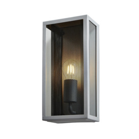 Marco Outdoor Box Light with Black Mesh, Silver - thumbnail 1