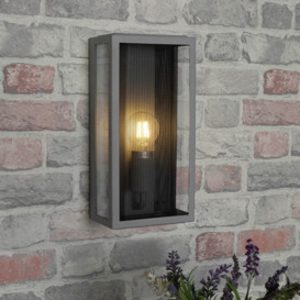 Marco Outdoor Box Light with Black Mesh, Silver - thumbnail 2