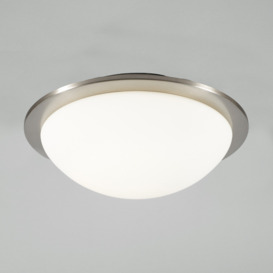 Jules LED Bathroom Glass Dome Flush Ceiling Light, Satin Nickel - thumbnail 3