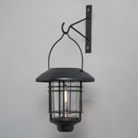Caelum LED Outdoor Solar Hanging Wall Light, Black - thumbnail 3