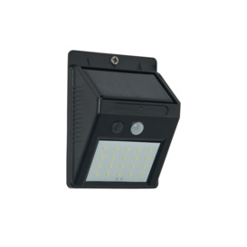 Dara LED Outdoor Solar Wall Light with PIR Sensor, Black - thumbnail 1