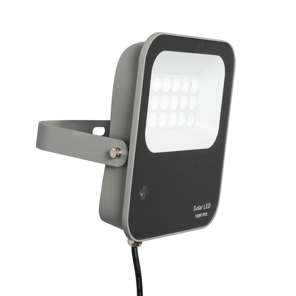 Aster LED 100 Watt Outdoor Solar Flood Light, Grey - image 1
