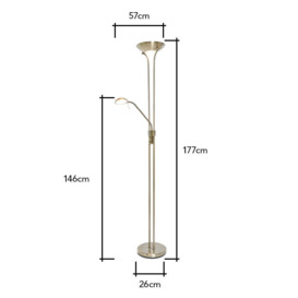 Mother and Child LED Floor Lamp, Antique Brass - thumbnail 2
