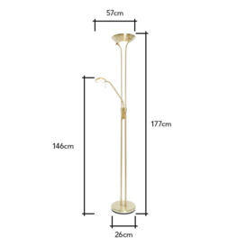 Mother and Child LED Floor Lamp, Satin Brass - thumbnail 2