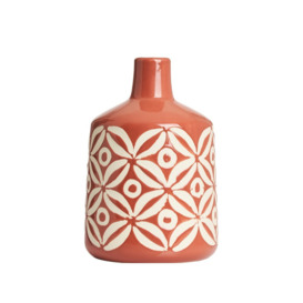 Small Petal Patterned Ceramic Vase, Terracotta