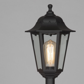 Ferris Outdoor Polycarbonate Tall Lamp Post Lantern, Black - thumbnail 2