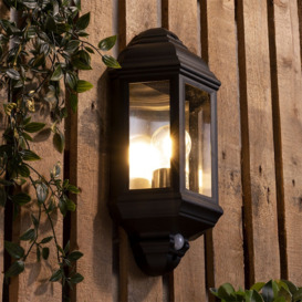 Hunda Outdoor Half Wall Lantern with PIR Sensor, Black - thumbnail 2