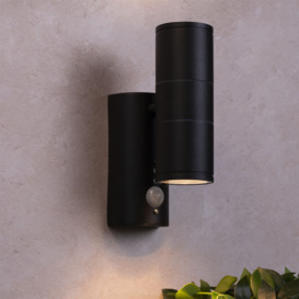 Delting Up and Down Outdoor Wall Light with PIR Sensor, Black - thumbnail 2