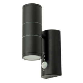Delting Up and Down Outdoor Wall Light with PIR Sensor, Black - thumbnail 1