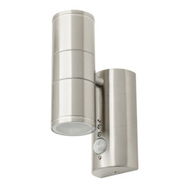 Delting Up and Down Outdoor Wall Light with PIR Sensor, Stainless Steel - thumbnail 1