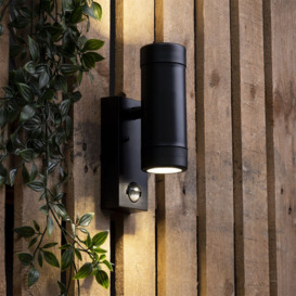 Fara Outdoor Up and Down Wall Light with PIR Sensor, Black - thumbnail 2