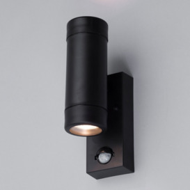 Fara Outdoor Up and Down Wall Light with PIR Sensor, Black - thumbnail 3