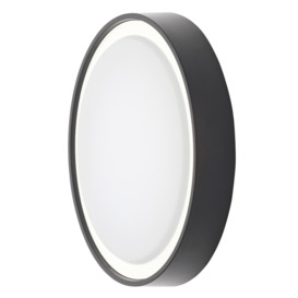 Flotta Small Outdoor LED Round Flush Wall Light, Black