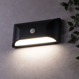 Cava Outdoor LED Rectangular Wall Light with PIR Sensor, Black - thumbnail 2
