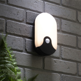 Swona 15 Watt LED Outdoor Oval Bulkhead Light with PIR, Black - thumbnail 2