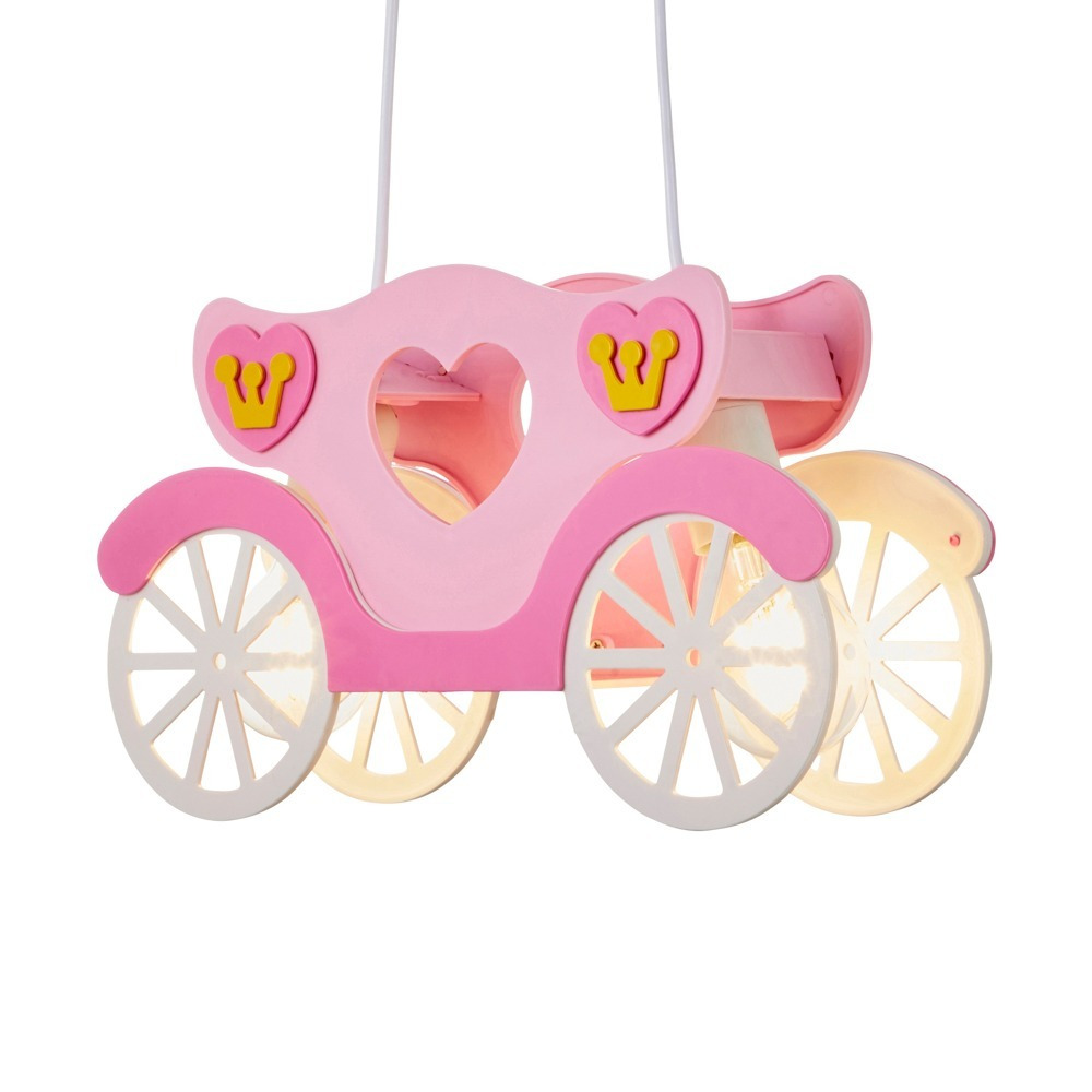 Glow Princess Carriage Ceiling Pendant Light, Pink - image 1