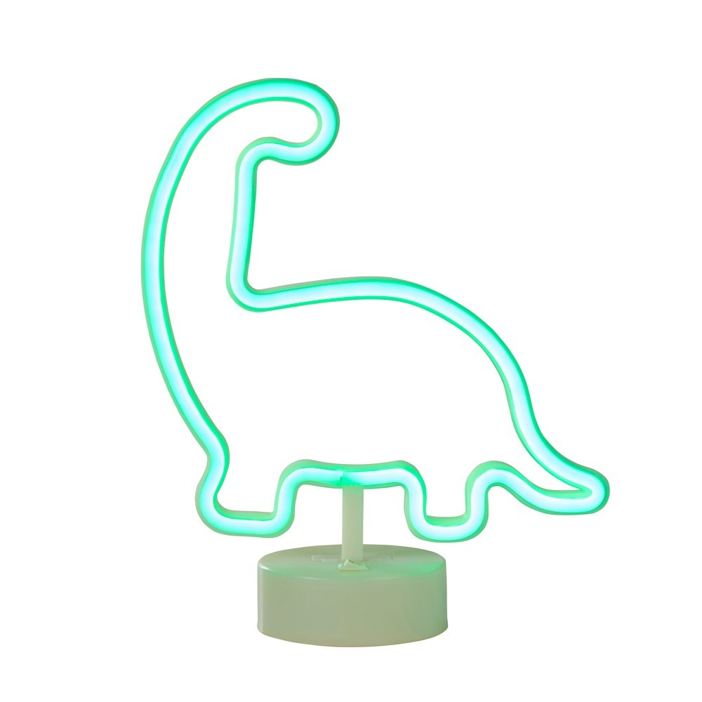 Glow Dinosaur Neon Table Lamp, Green - image 1