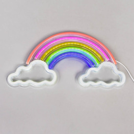 Glow Rainbow And Cloud Neon Wall Light, White - thumbnail 3