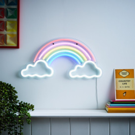 Glow Rainbow And Cloud Neon Wall Light, White - thumbnail 2
