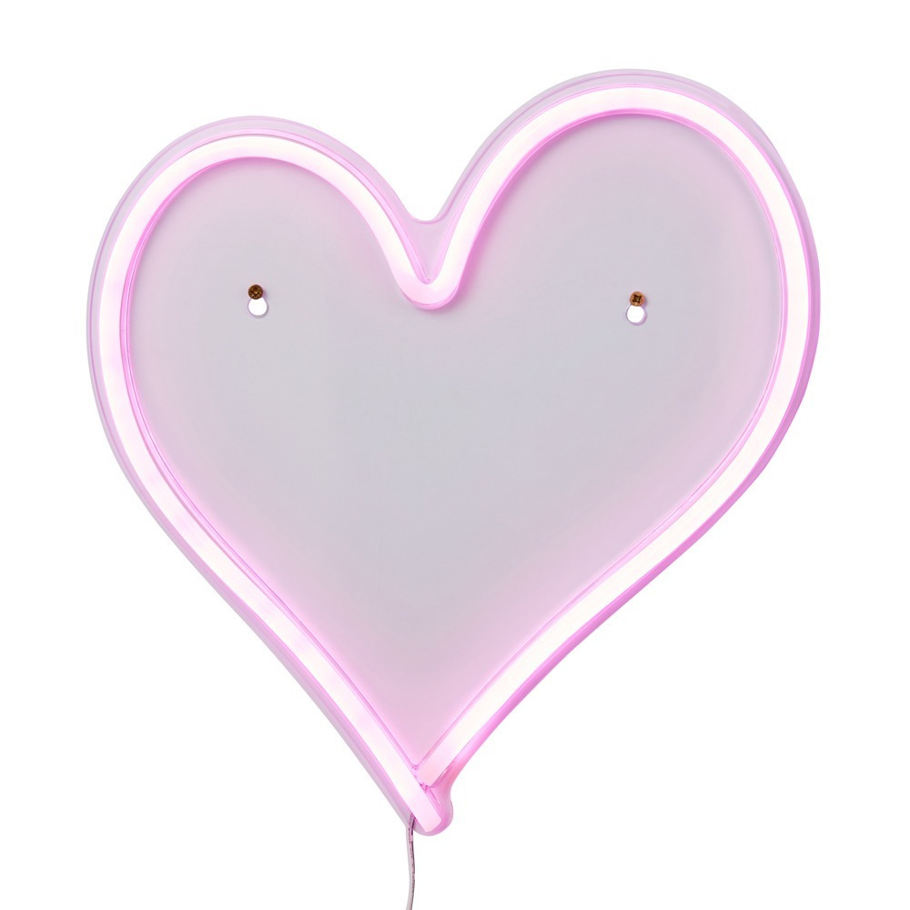 Glow Heart Neon Wall Light, Pink - image 1