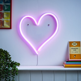 Glow Heart Neon Wall Light, Pink - thumbnail 2