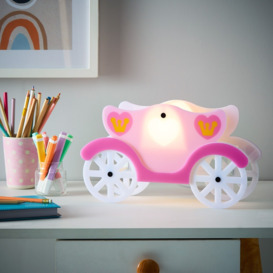 Glow Princess Carriage LED Table Lamp, Pink & White - thumbnail 2