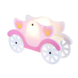 Glow Princess Carriage LED Table Lamp, Pink & White - thumbnail 1