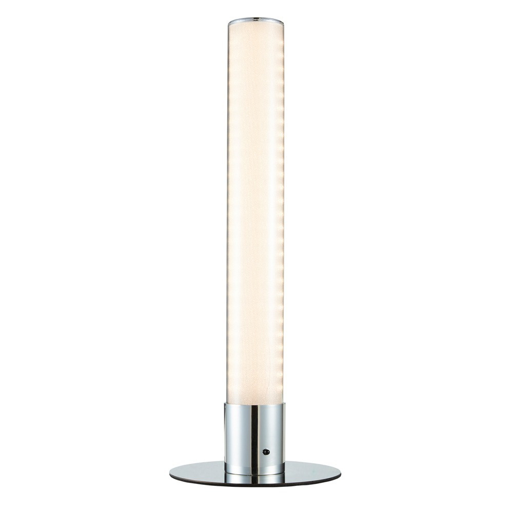 Glow Shimmer Colour Changing LED Cylinder Table Lamp, Chrome - image 1