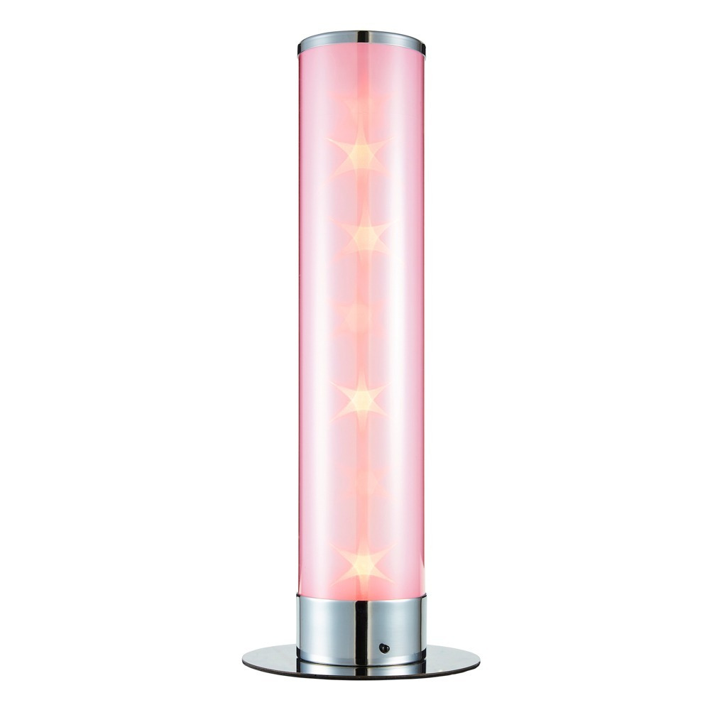 Glow Galaxy Colour Changing LED Cylinder Table Lamp, Chrome - image 1