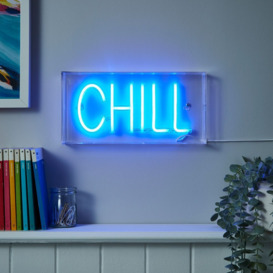 Glow LED Chill Acrylic Neon Style Light Box, Blue - thumbnail 2