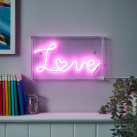 Glow LED Love Acrylic Neon Style Light Box, Pink - thumbnail 2