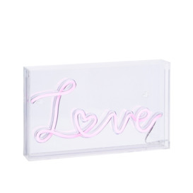 Glow LED Love Acrylic Neon Style Light Box, Pink