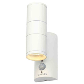 Stanley Neda Outdoor 2 Light Up & Down Wall Light with PIR Sensor, White - thumbnail 1
