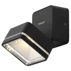 Stanley Tiber Outdoor LED Square Die-Cast Adjustable Wall Light, Black