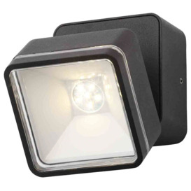 Stanley Tiber Outdoor LED Square Die-Cast Adjustable Wall Light, Black - thumbnail 2