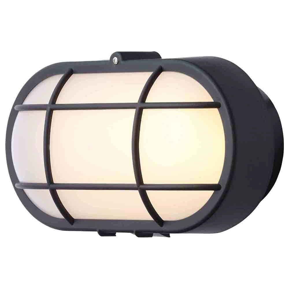 Stanley Vasman Outdoor Oval LED Bulkhead Wall or Ceiling Light, Black - image 1