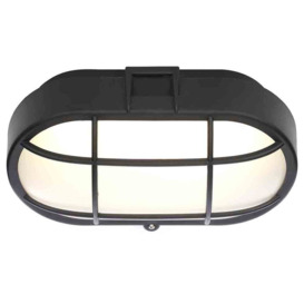 Stanley Vasman Outdoor Oval LED Bulkhead Wall or Ceiling Light, Black - thumbnail 3