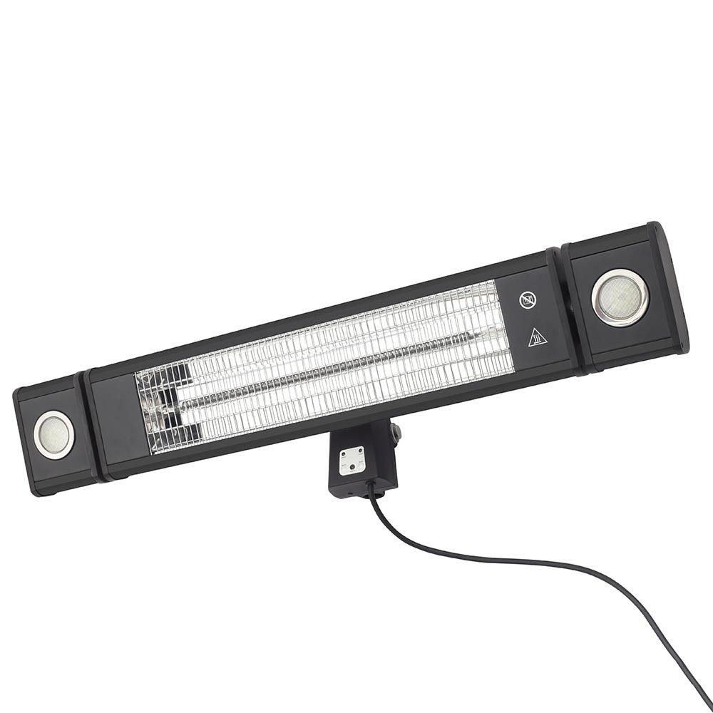 1800 Watt Rectangle Outdoor Wall Radiant Heater with 2 LED Lights, Black - image 1