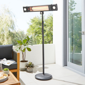 1800 Watt Rectangle Outdoor Wall Radiant Heater with 2 LED Lights, Black - thumbnail 2