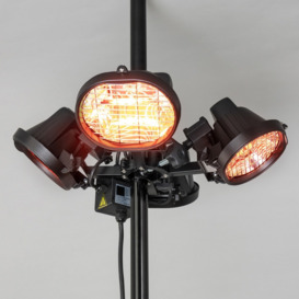 1800 Watt 4 Lamp Outdoor Parasol Radiant Heater, Black - thumbnail 3